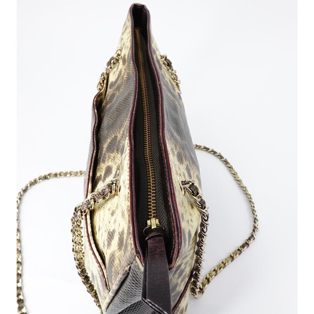 Tre Vero Karung Chain Shoulder Bag Womens Brown Animal Print 80s Retro - Picture 13 of 16